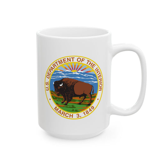 US Department of the Interior Coffee Mug - Double Sided Print, White Ceramic, 15oz by TheGlassyLass.com