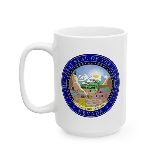 State Seal of Nevada Coffee Mug - Double Sided Print, White Ceramic, 15oz by TheGlassyLass.com