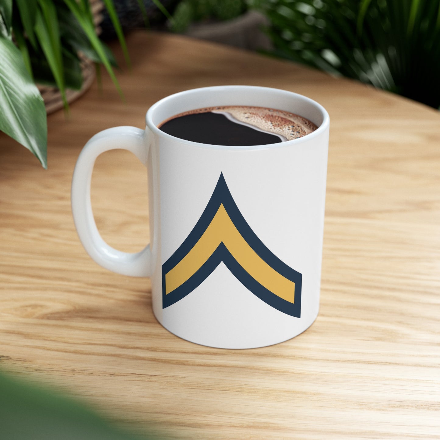 United States Army Private OR-2 Chevron - Double Sided White Ceramic Coffee Mug 11oz by TheGlassyLass.com