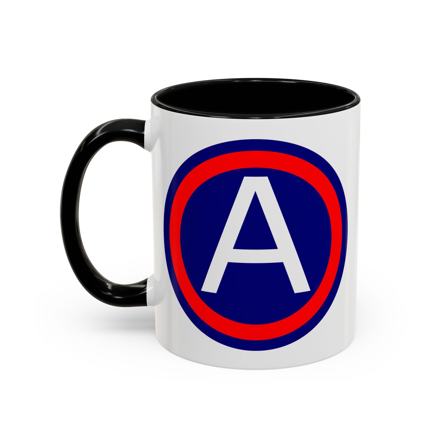 United States 3rd Army (Historical) Shoulder Patch Coffee Mug - Double Sided Print, Black Accent White Ceramic, 11oz by TheGlassyLass.com