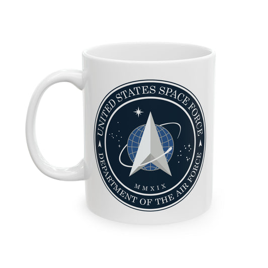 US Space Force Seal Coffee Mug - Double Sided White Ceramic 11oz - by TheGlassyLass.com