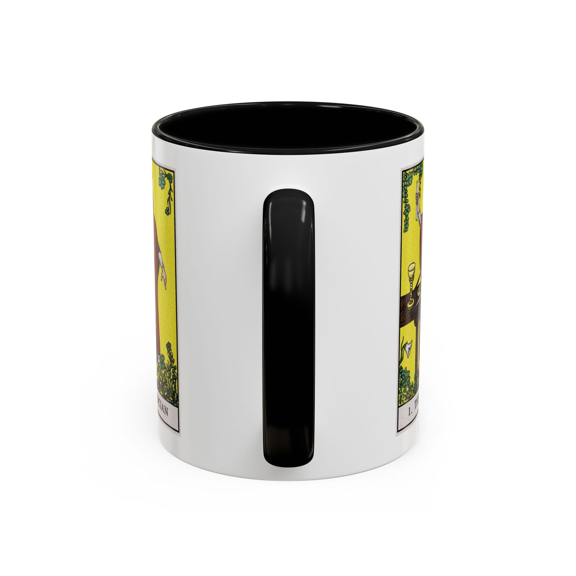 The Magician Tarot Card Coffee Mug - Double Sided Print, Black Accent White Ceramic, 11oz by TheGlassyLass.com