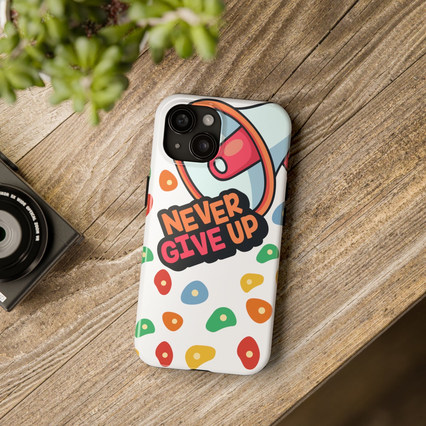 Never Give Up: iPhone - Tough iPhone Case Design - Wireless Charging - Superior Protection - Original Designs by TheGlassyLass.com