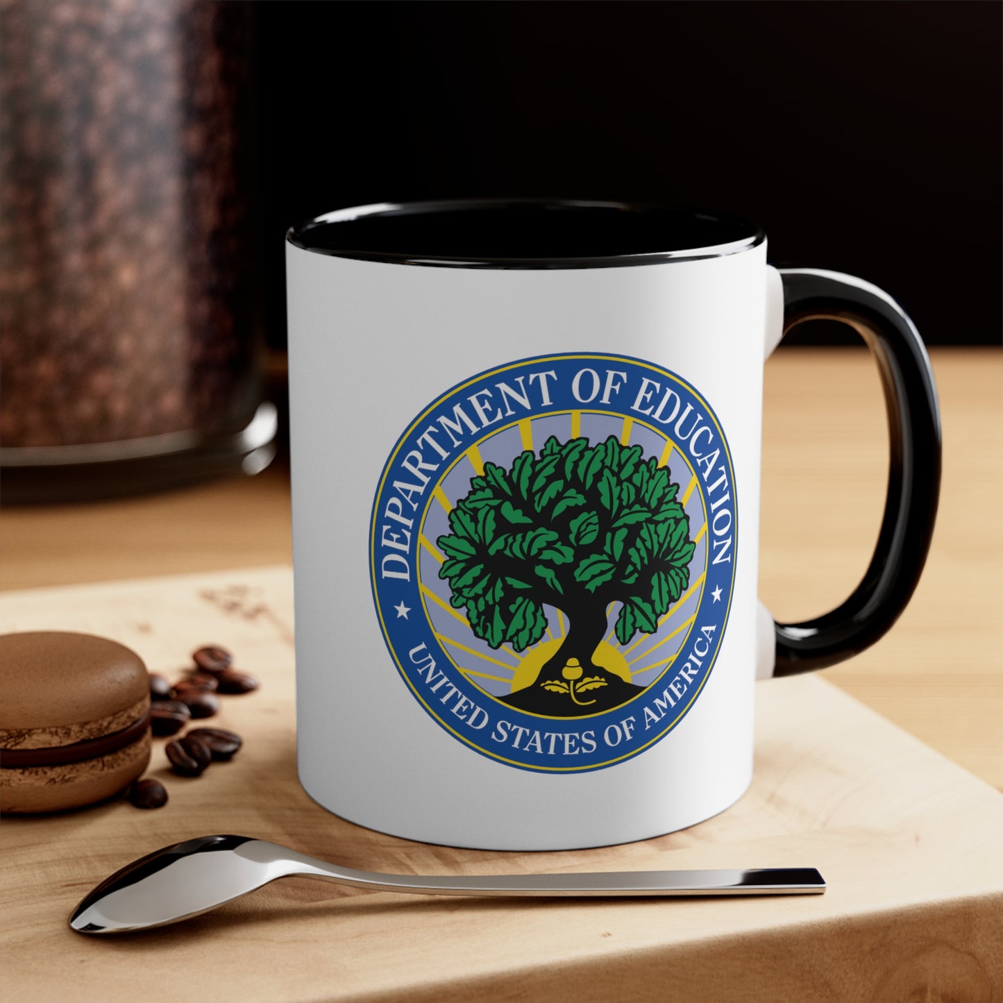 Department of Education Coffee Mug - Double Sided Black Accent White Ceramic 11oz by TheGlassyLass.com