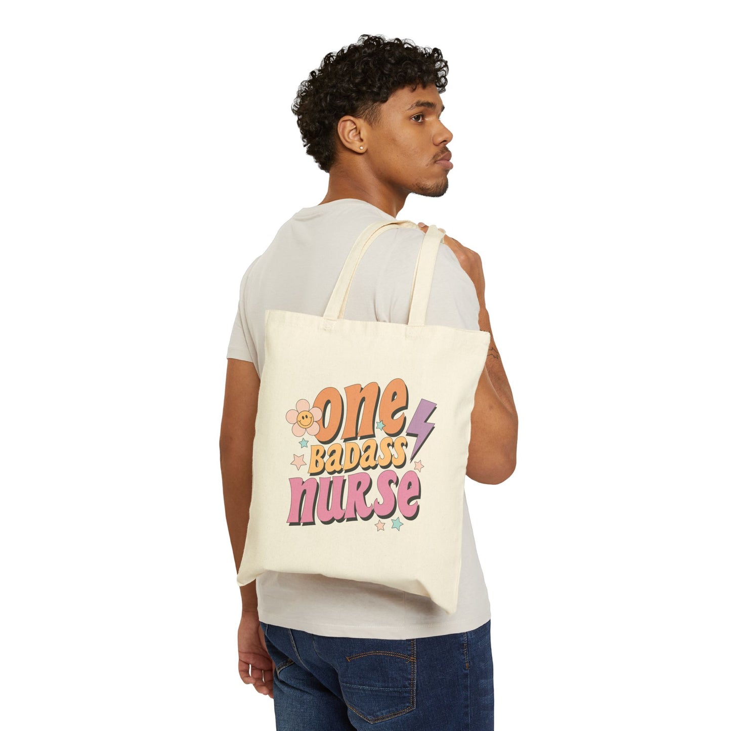 One Badass Nurse Logo Tote Bag - Heavyweight 100% Cotton Canvas by TheGlassyLass.com