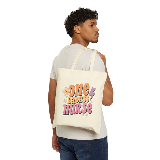 One Badass Nurse Logo Tote Bag - Heavyweight 100% Cotton Canvas by TheGlassyLass.com