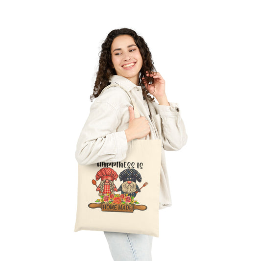 Happiness Is Gnome Made Logo Tote Bag - Heavyweight 100% Cotton Canvas by TheGlassyLass.com
