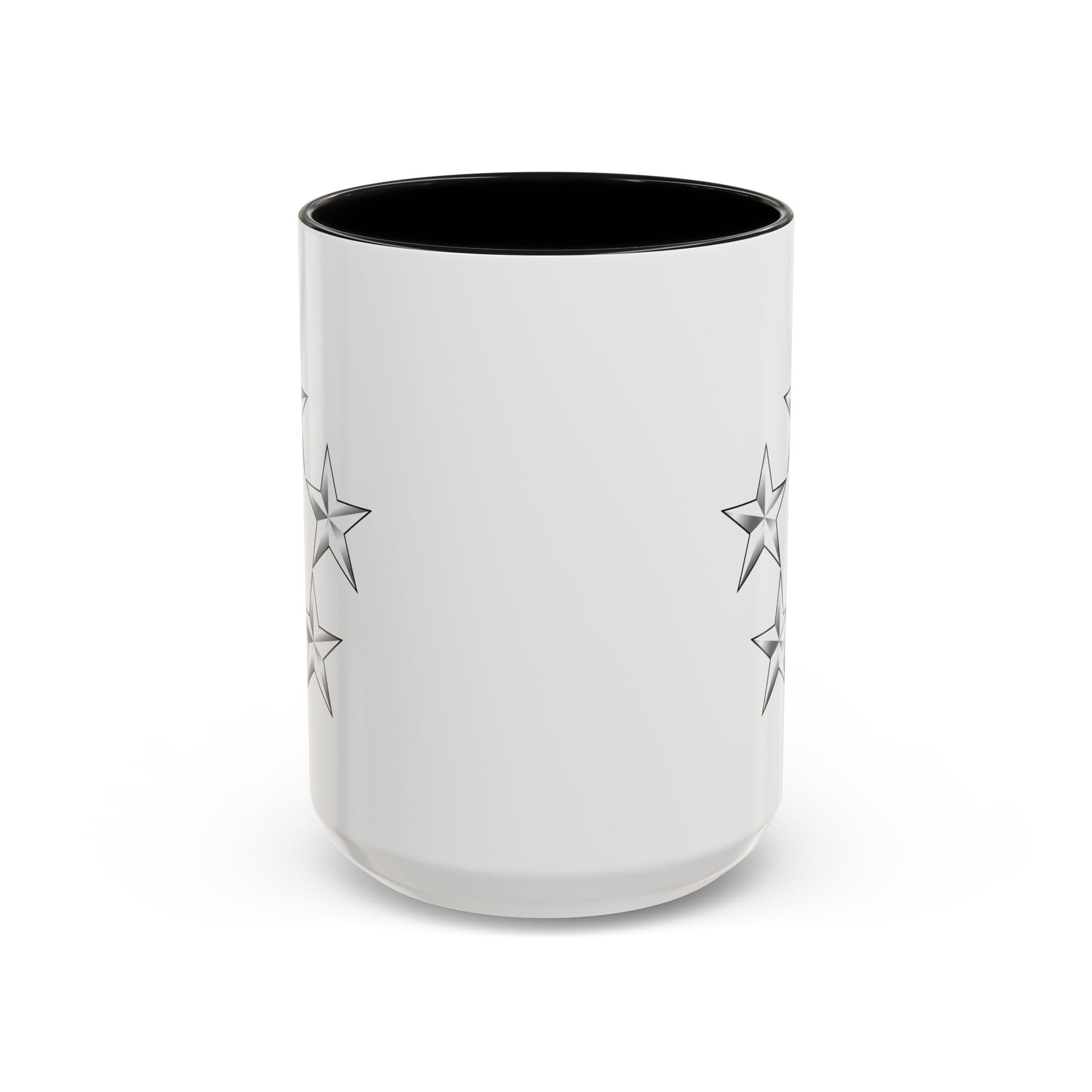 5 Star General Rank Insignia Coffee Mug - Double Sided Black Accent White Ceramic 15oz by TheGlassyLass.com