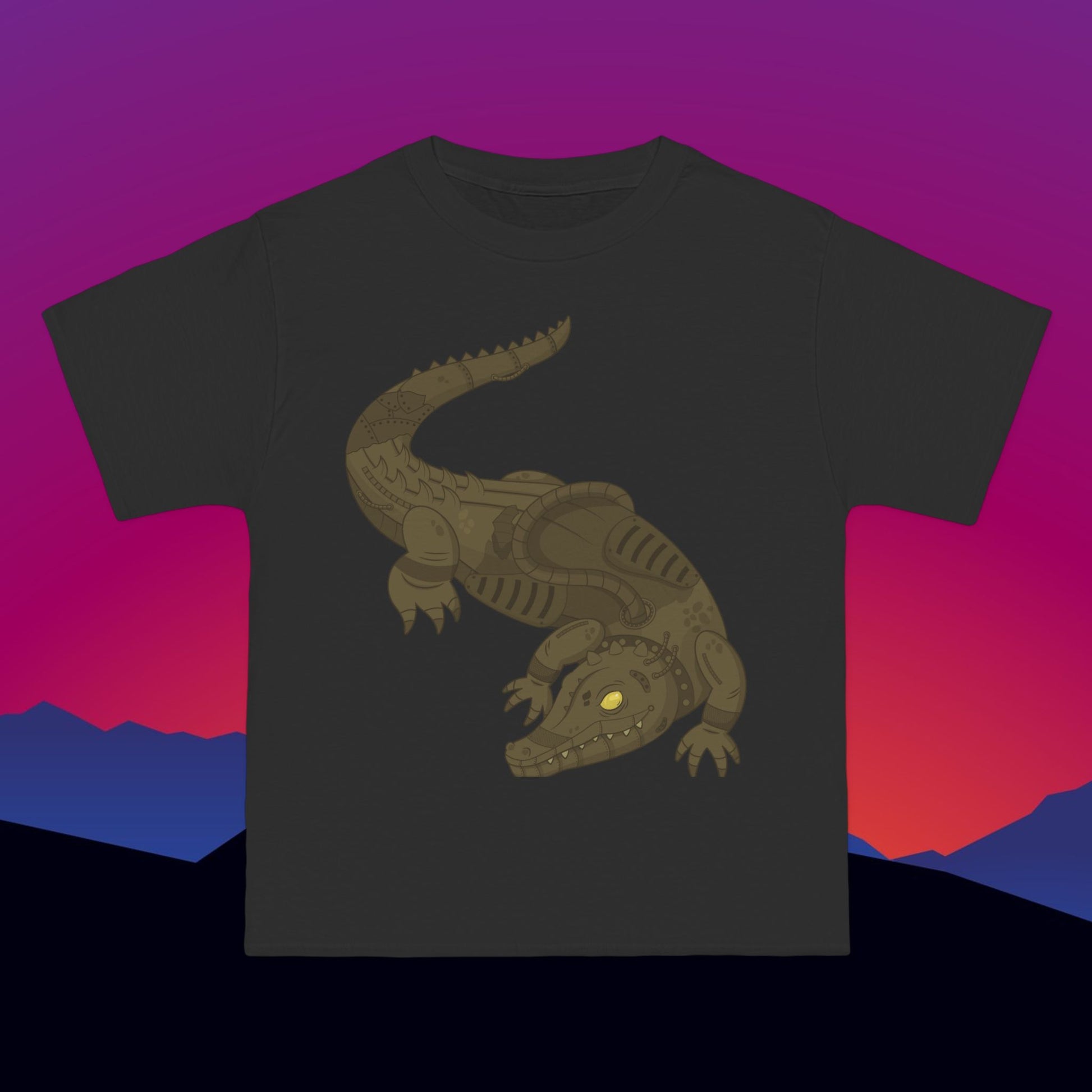Steampunk Alligator T-Shirt: (Hanes Beefy-T 100% Preshrunk Cotton Custom Printed by TheGlassyLass.com