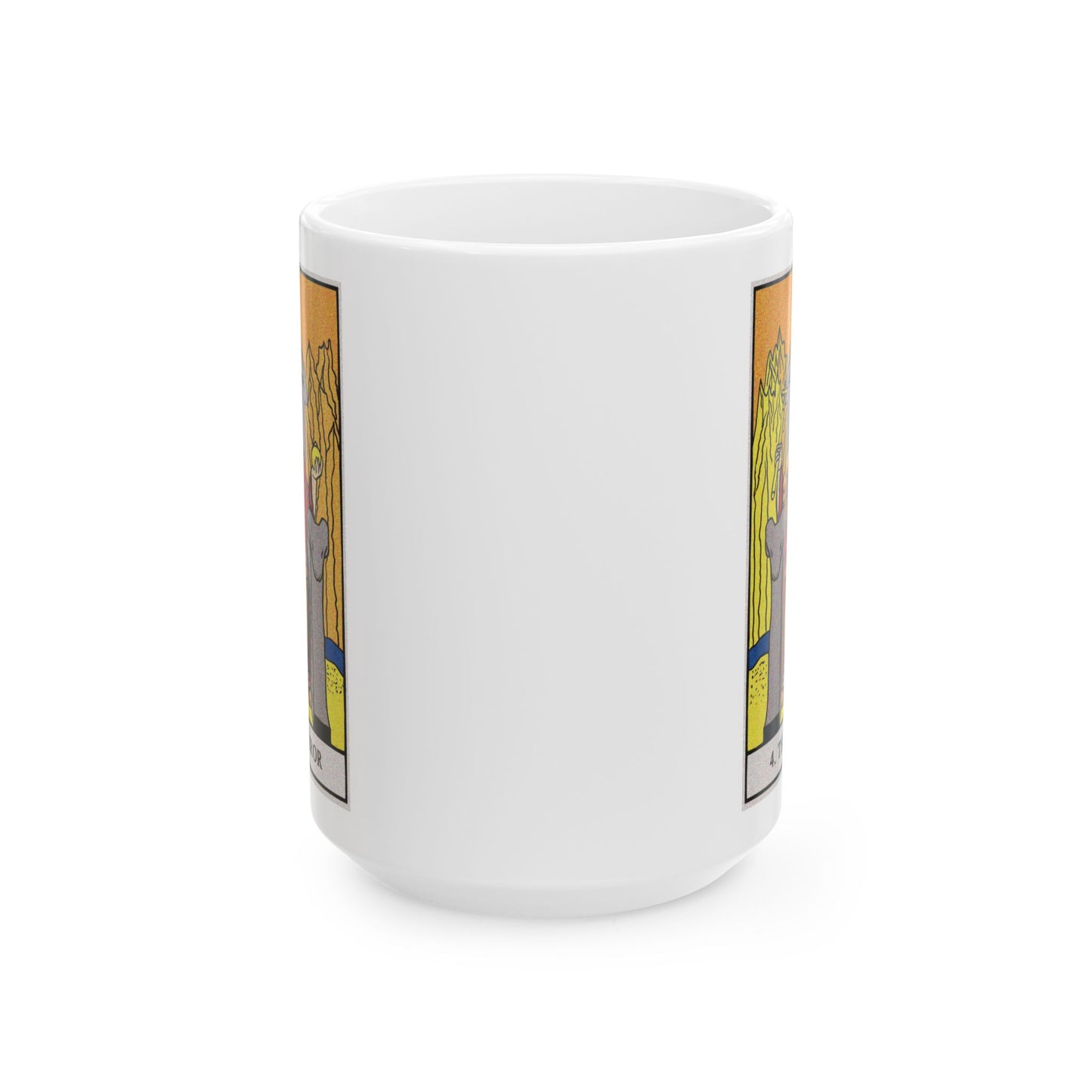 The Emperor Tarot Card Coffee Mug - Double Sided White Ceramic 15oz by TheGlassyLass.com