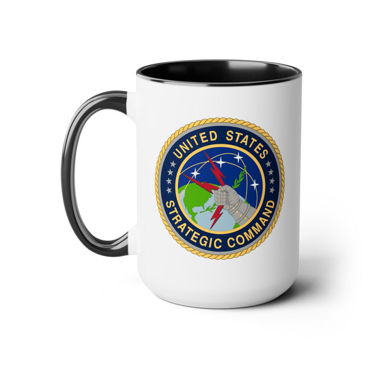 US Strategic Command Coffee Mug - Double Sided Black Accent White Ceramic 15oz by TheGlassyLass.com