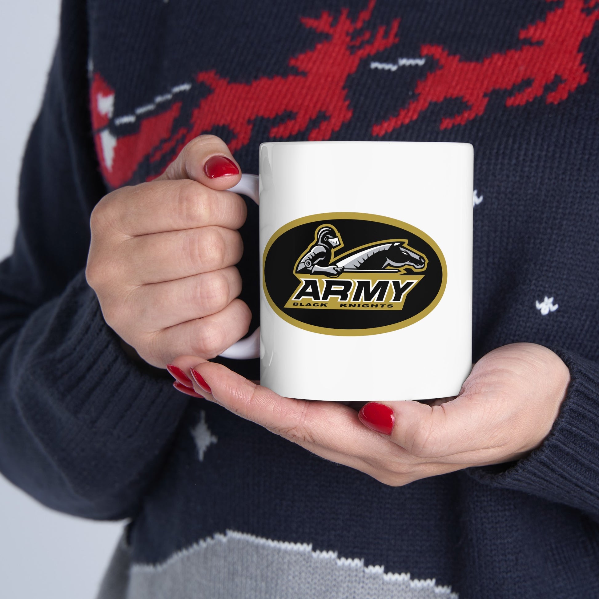 US Army Black Knights - Double Sided White Ceramic Coffee Mug 11oz by TheGlassyLass.com