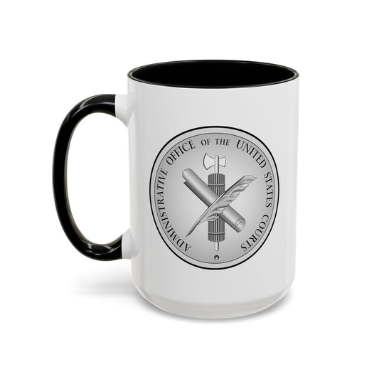 Administrative Office of the United States Courts Seal Coffee Mug - Double Sided Black Accent White Ceramic 15oz by TheGlassyLass.com