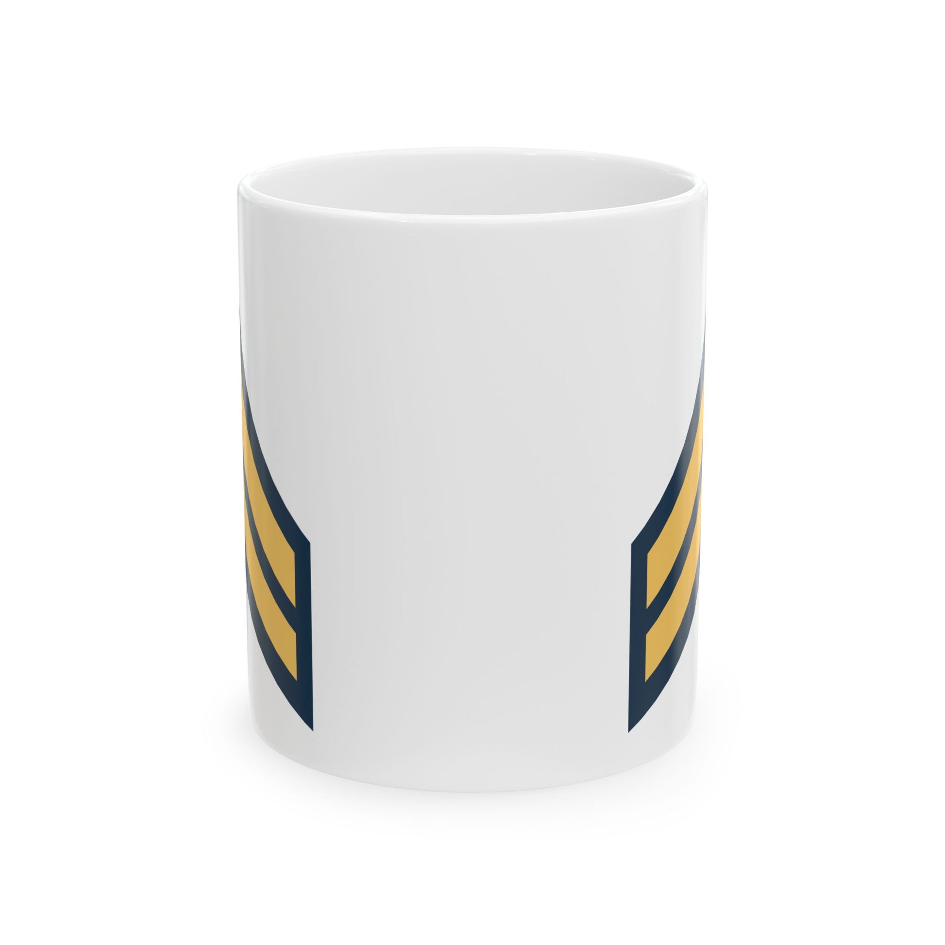 US Army Corporal (E-4) Stripes Coffee Mug - Double Sided Print, White Ceramic, 11oz by TheGlassyLass.com
