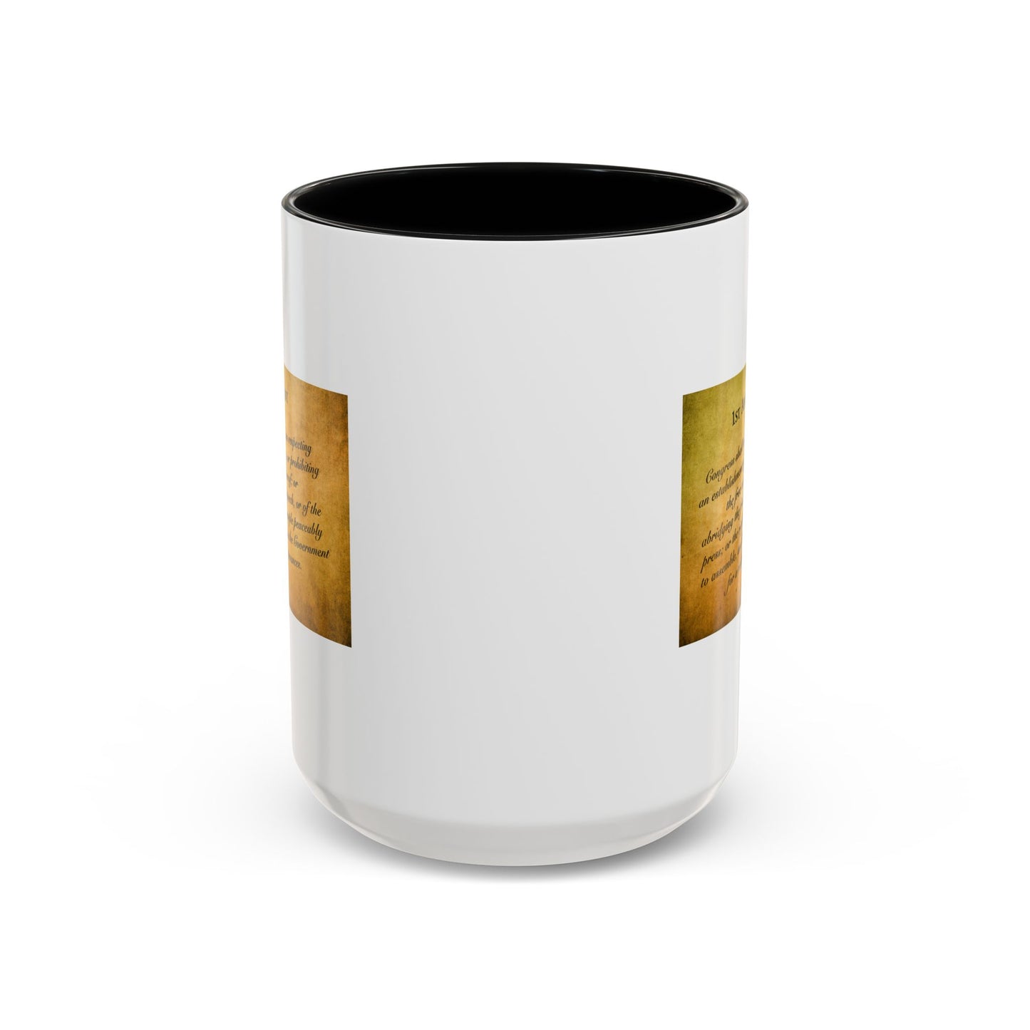 1st Amendment Coffee Mug - Double Sided Black Accent White Ceramic 15oz by TheGlassyLass.com