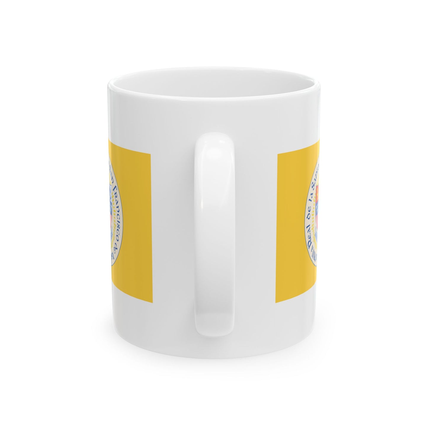 Santa Fe New Mexico Flag Coffee Mug - Double Sided Print, White Ceramic, 11oz by TheGlassyLass
