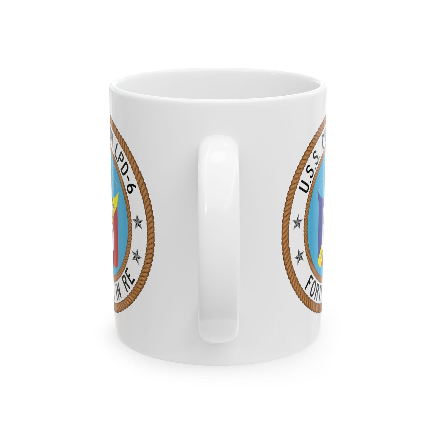USS Duluth LPD-6 Crest Coffee Mug - Double Sided Print, White Ceramic, 11oz by TheGlassyLass.com