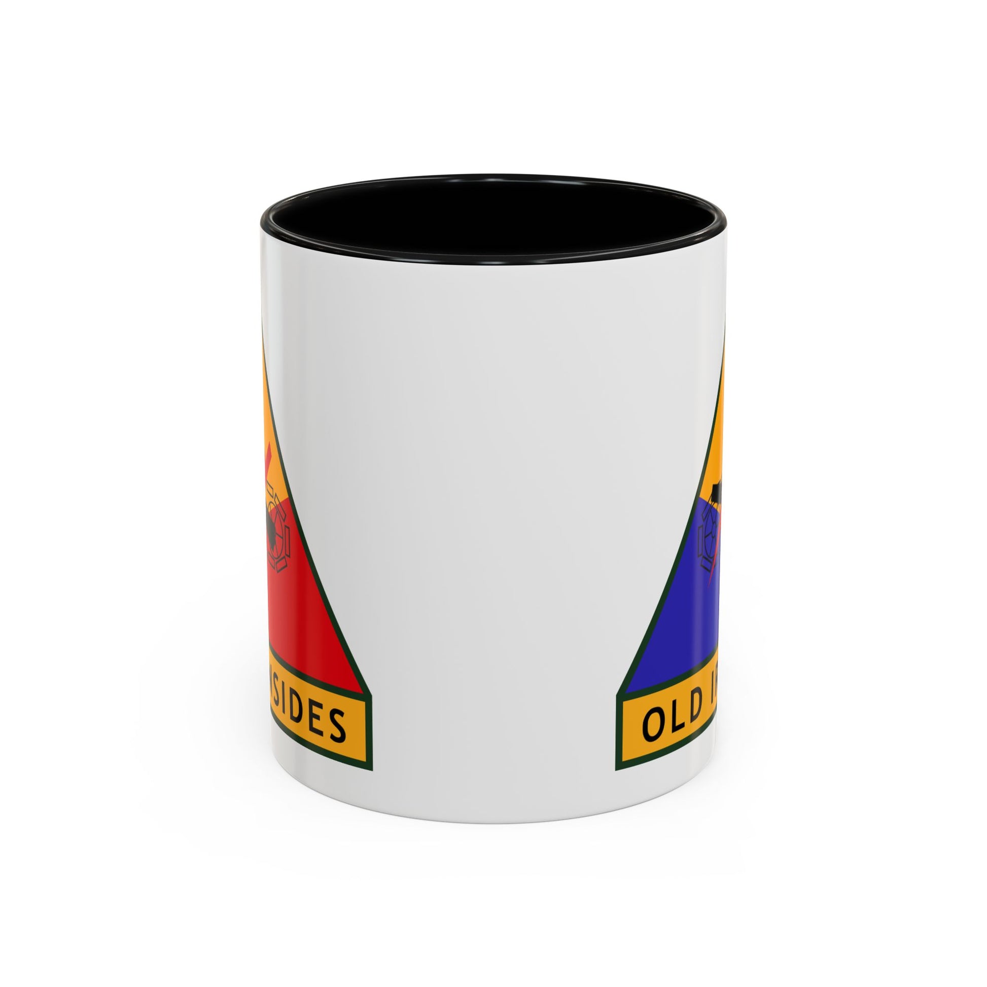 US Army 1st Armored Division Insignia - Double Sided Black Accent White Ceramic Coffee Mug 11oz by TheGlassyLass.com