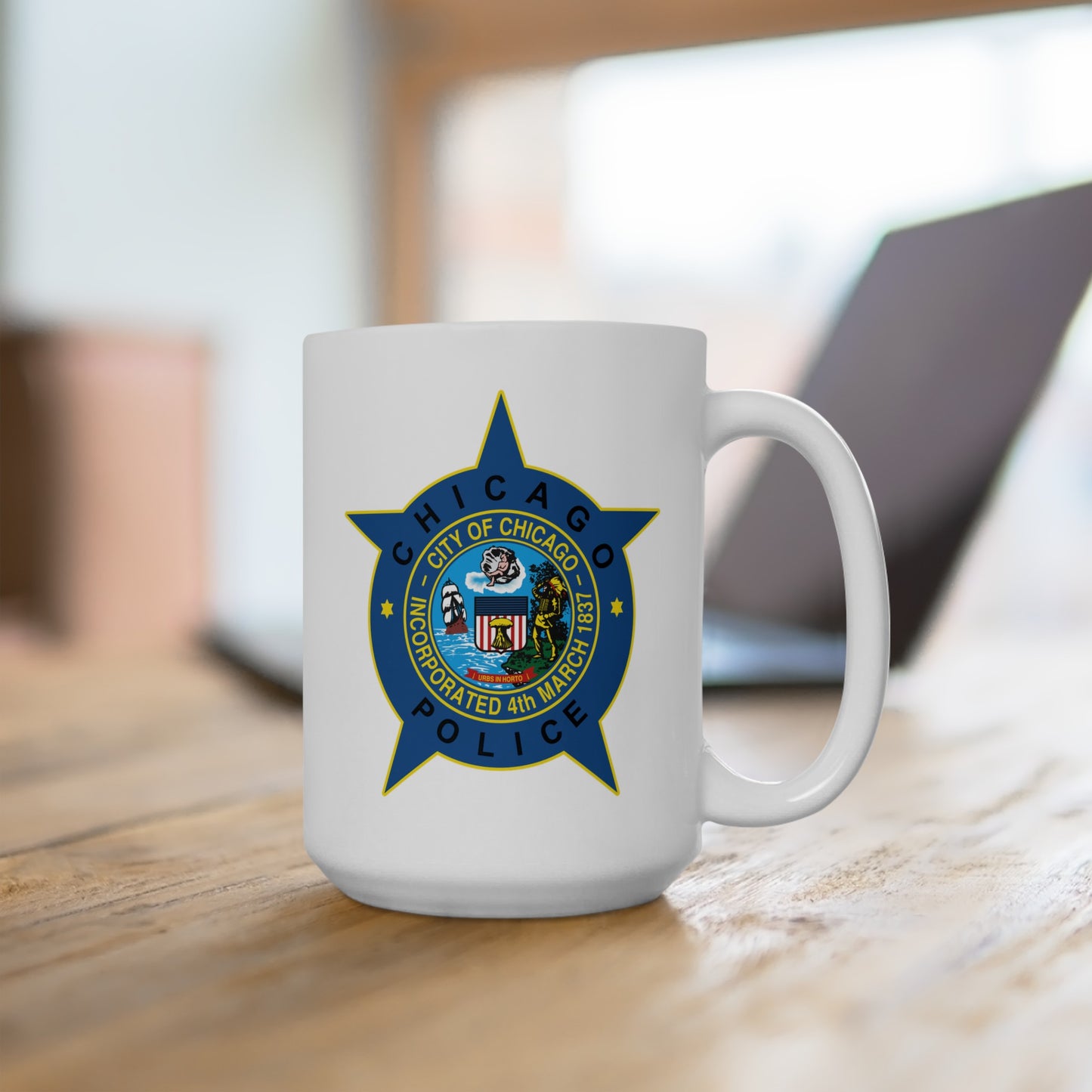 Chicago Police Department - Double Sided White Ceramic Coffee Mug 15oz by TheGlassyLass.com