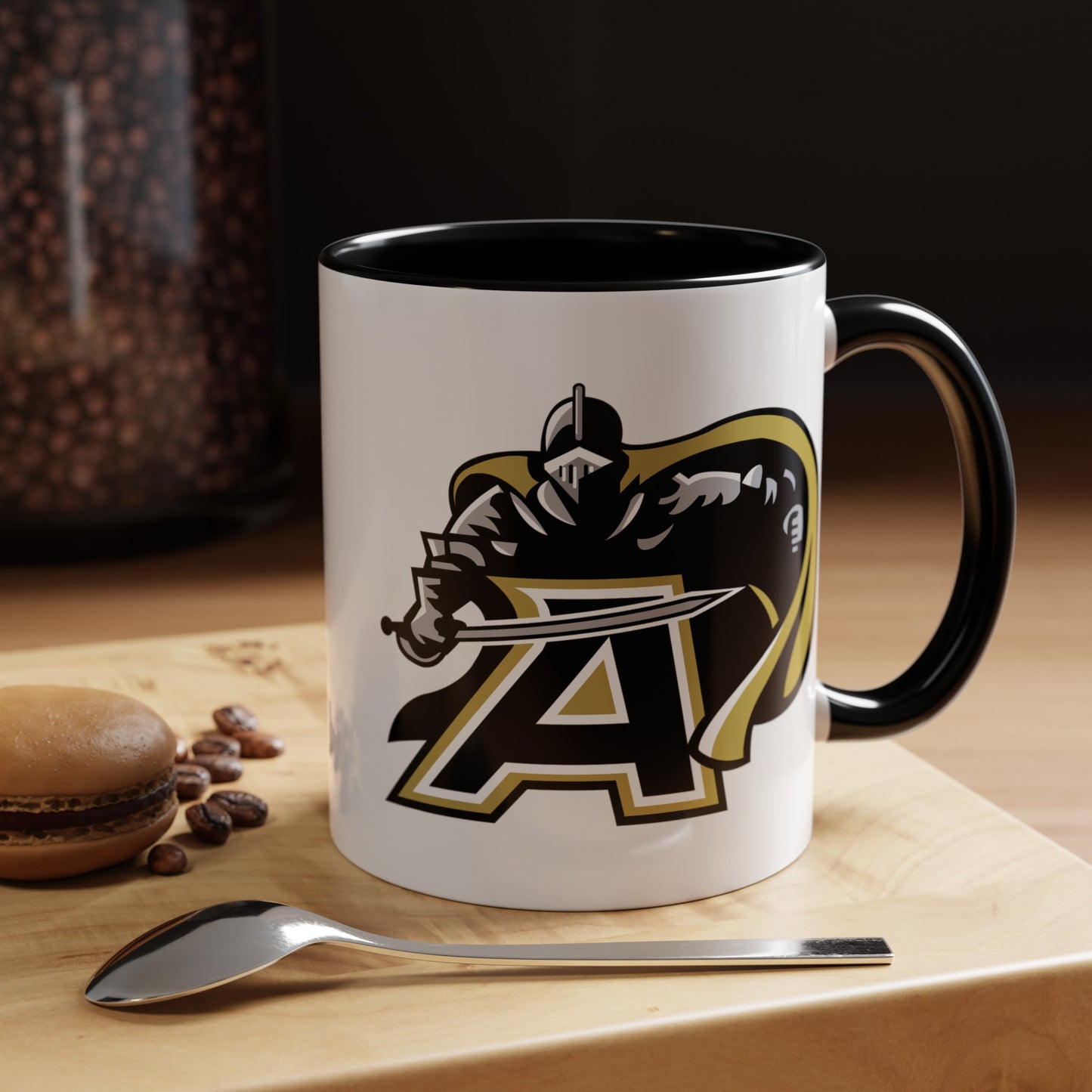 US Army Black Knights - Double Sided Black Accent White Ceramic Coffee Mug 11oz by TheGlassyLass.com