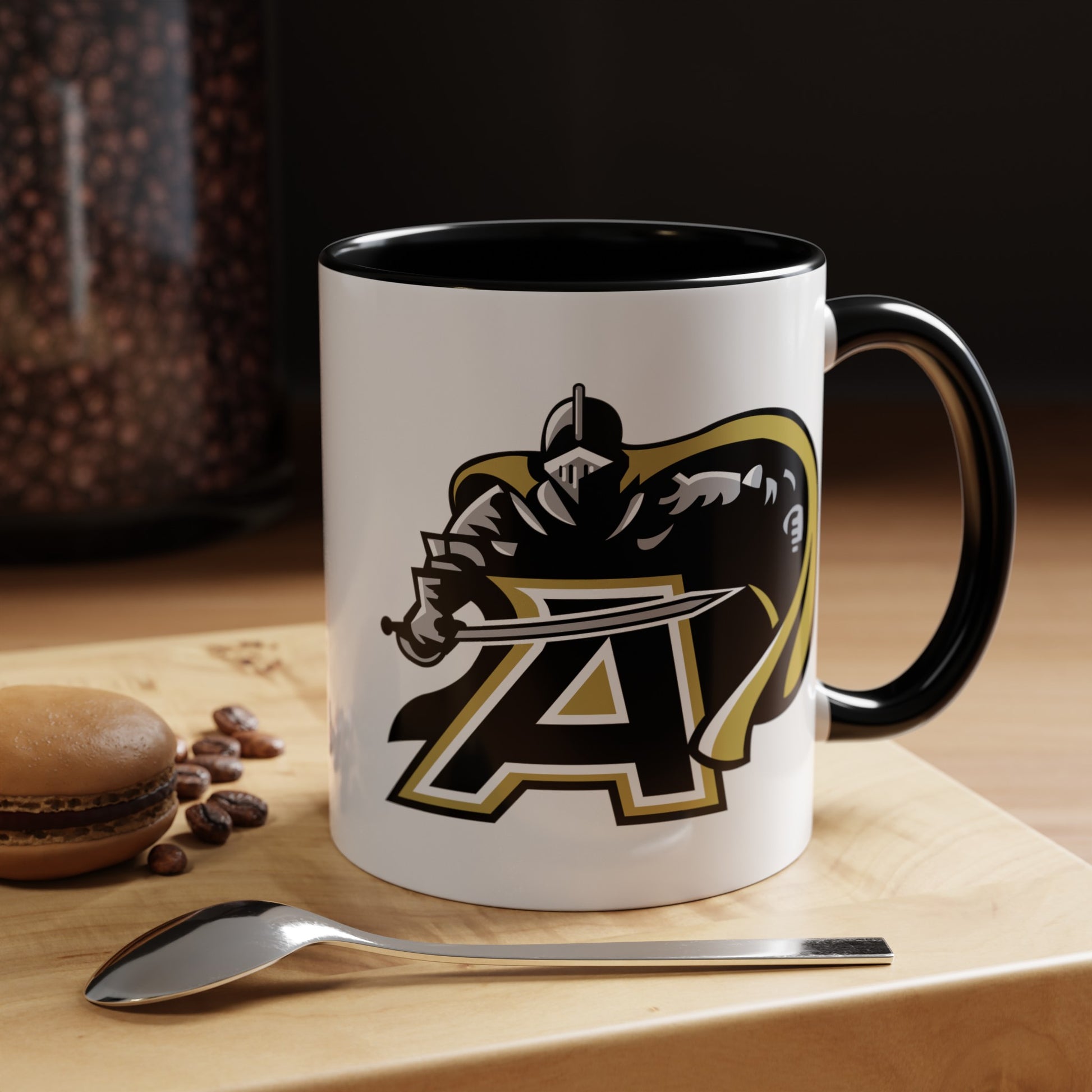 US Army Black Knights - Double Sided Black Accent White Ceramic Coffee Mug 11oz by TheGlassyLass.com