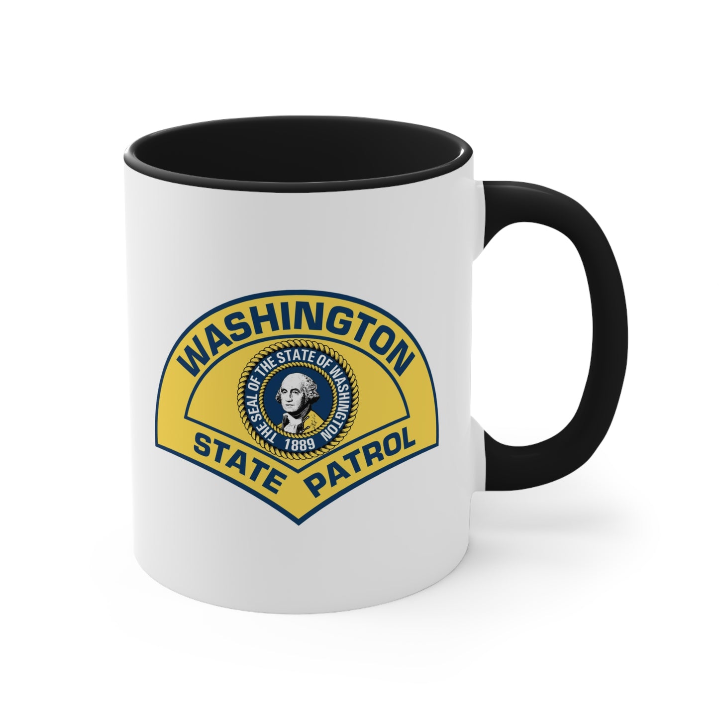 Washington State Patrol Coffee Mug - Double Sided Black Accent White Ceramic 11oz by TheGlassyLass.com