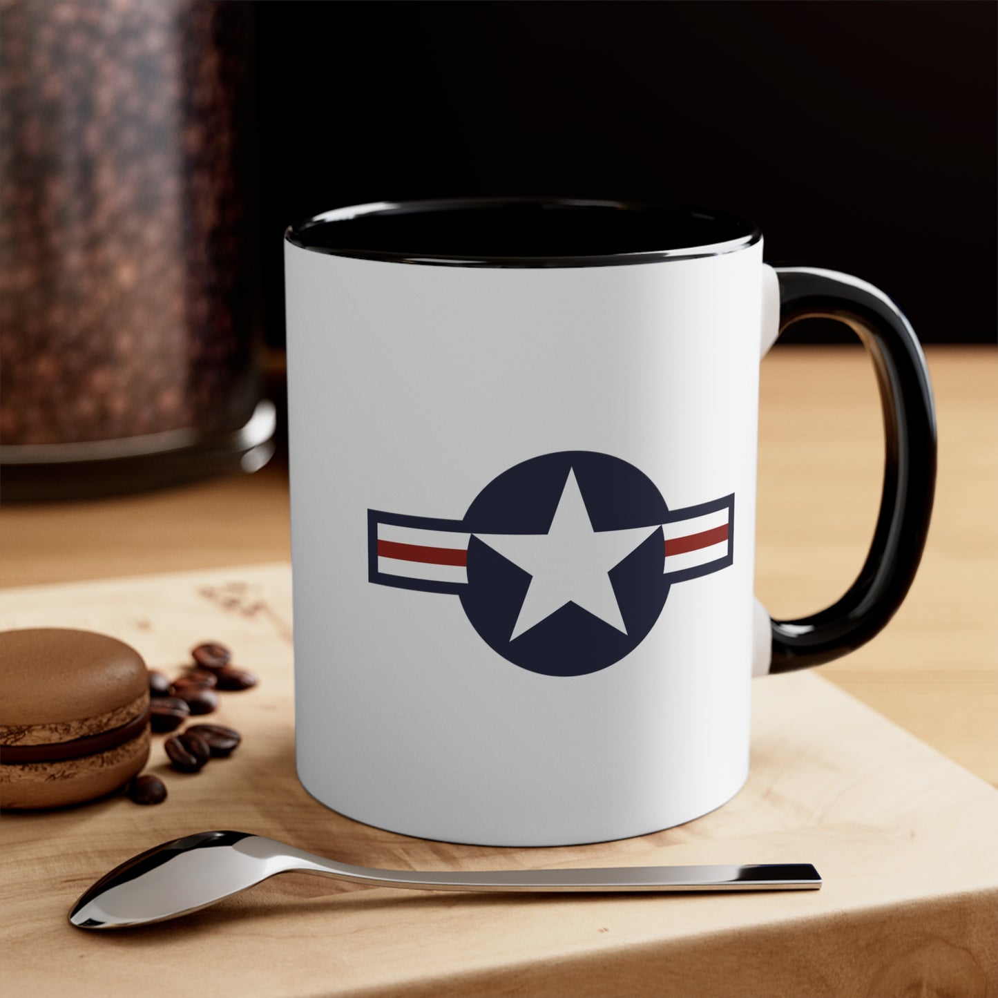 US Air Force Roundel Coffee Mug - Double Sided Black Accent Ceramic 11oz - by TheGlassyLass.com