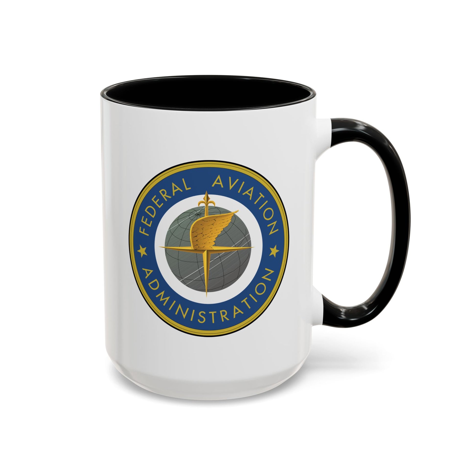 Federal Aviation Administration (FAA) Coffee Mug - Double Sided Black Accent White Ceramic 15oz by TheGlassyLass.com