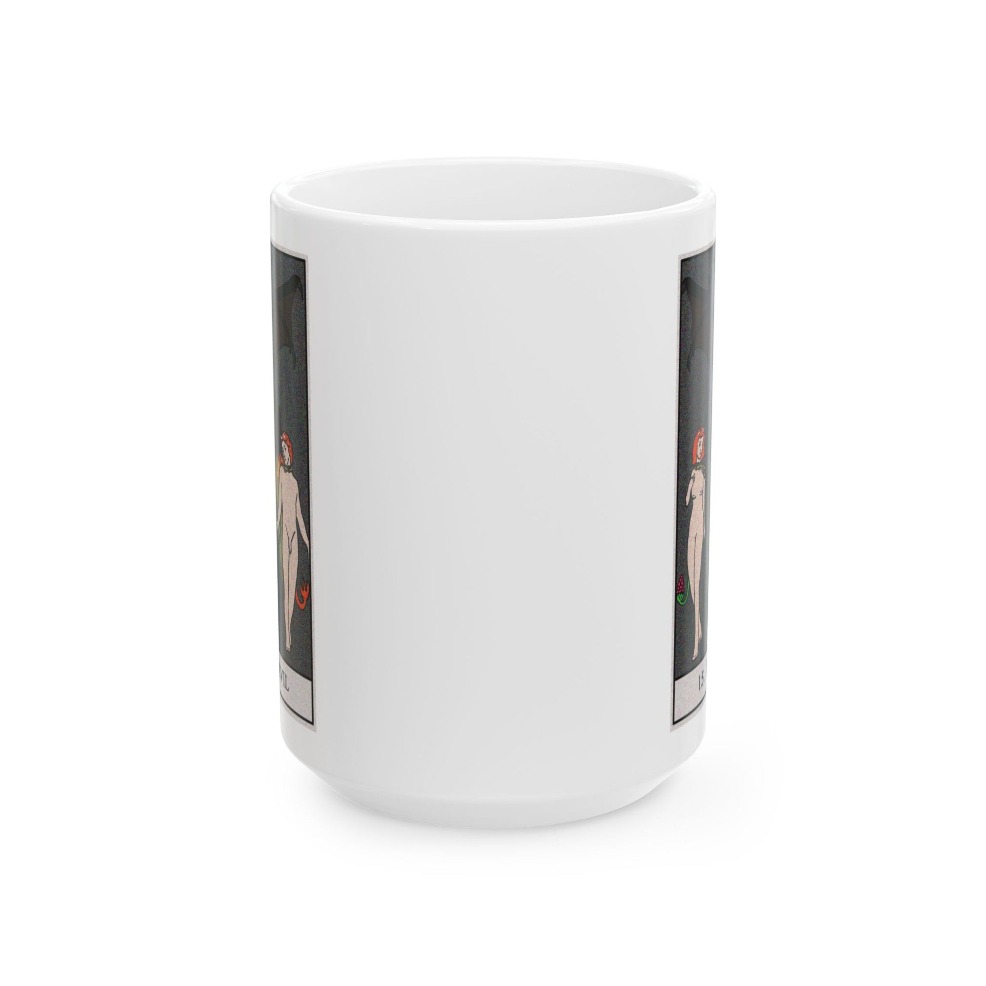 The Devil Tarot Card Coffee Mug - Double Sided White Ceramic 15oz by TheGlassyLass.com