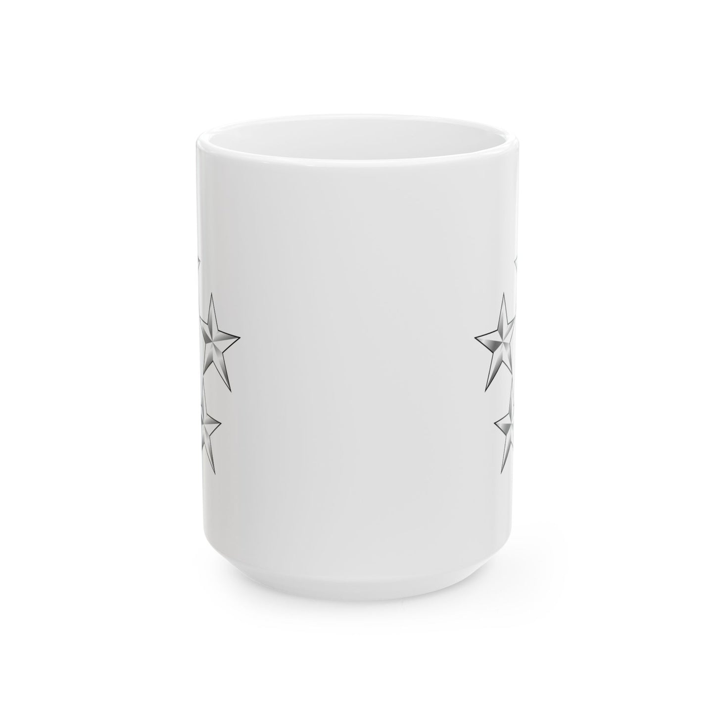 5 Star General Rank Insignia Coffee Mug - Double Sided White Ceramic 15oz by TheGlassyLass.com