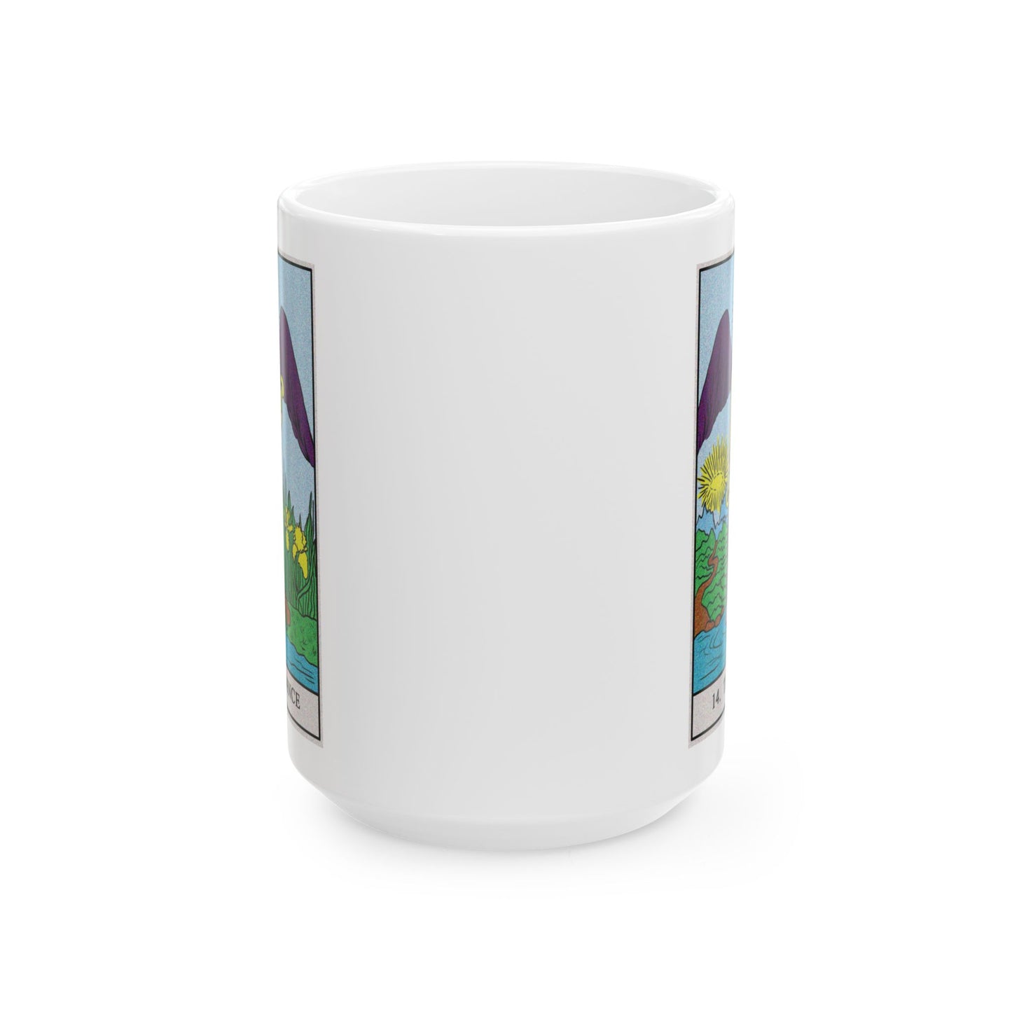 Temperance Tarot Card Coffee Mug - Double Sided White Ceramic 15oz by TheGlassyLass.com