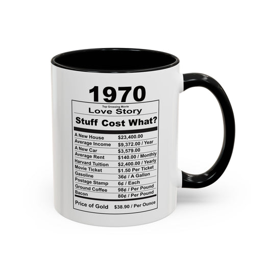 Keepin it Real Since 1970 Coffee Mug - Double Sided Print, Black Accent White Ceramic, 11oz by TheGlassyLass.com