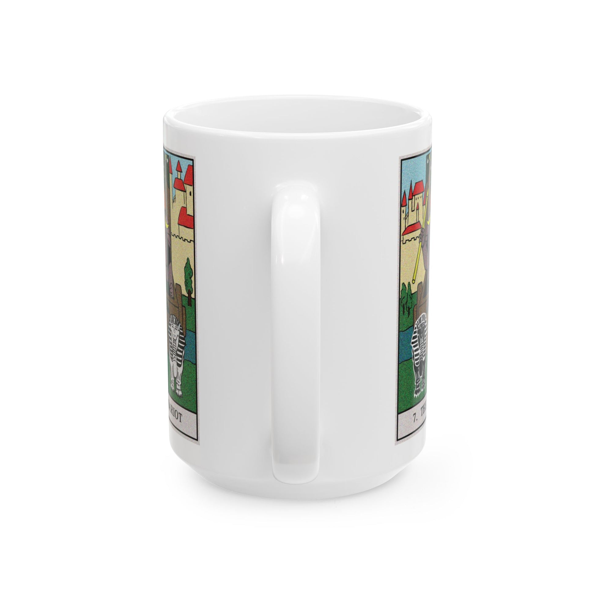 The Chariot Tarot Card Coffee Mug - Double Sided White Ceramic 15oz by TheGlassyLass.com