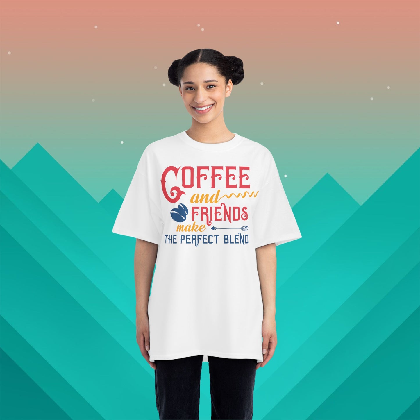Coffee and Friends T-Shirt: (Hanes Beefy-T 100% Preshrunk Cotton Custom Printed by TheGlassyLass.com