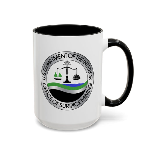 Department of the Interior Office of Surface Mining Seal Coffee Mug - Double Sided Black Accent White Ceramic 15oz by TheGlassyLass.com
