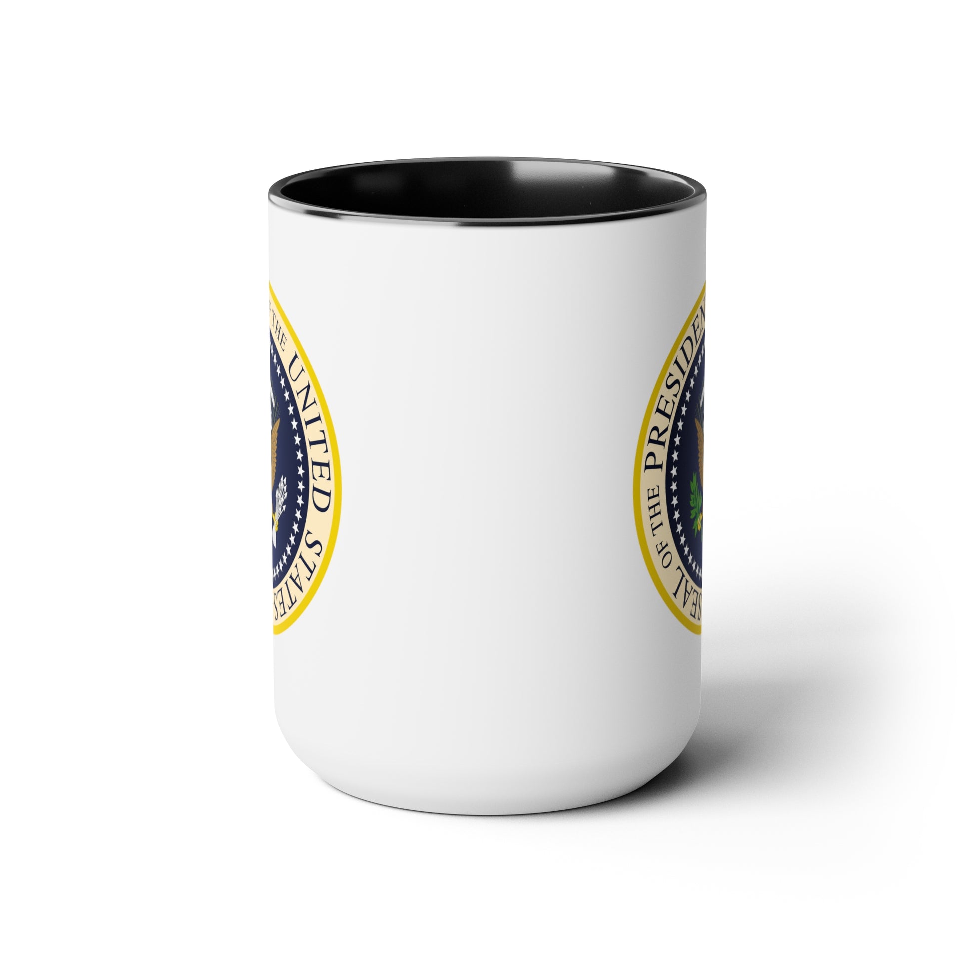 Presidential Seal Coffee Mug - Double Sided Black Accent White Ceramic 15oz by TheGlassyLass