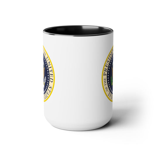 Presidential Seal Coffee Mug - Double Sided Black Accent White Ceramic 15oz by TheGlassyLass