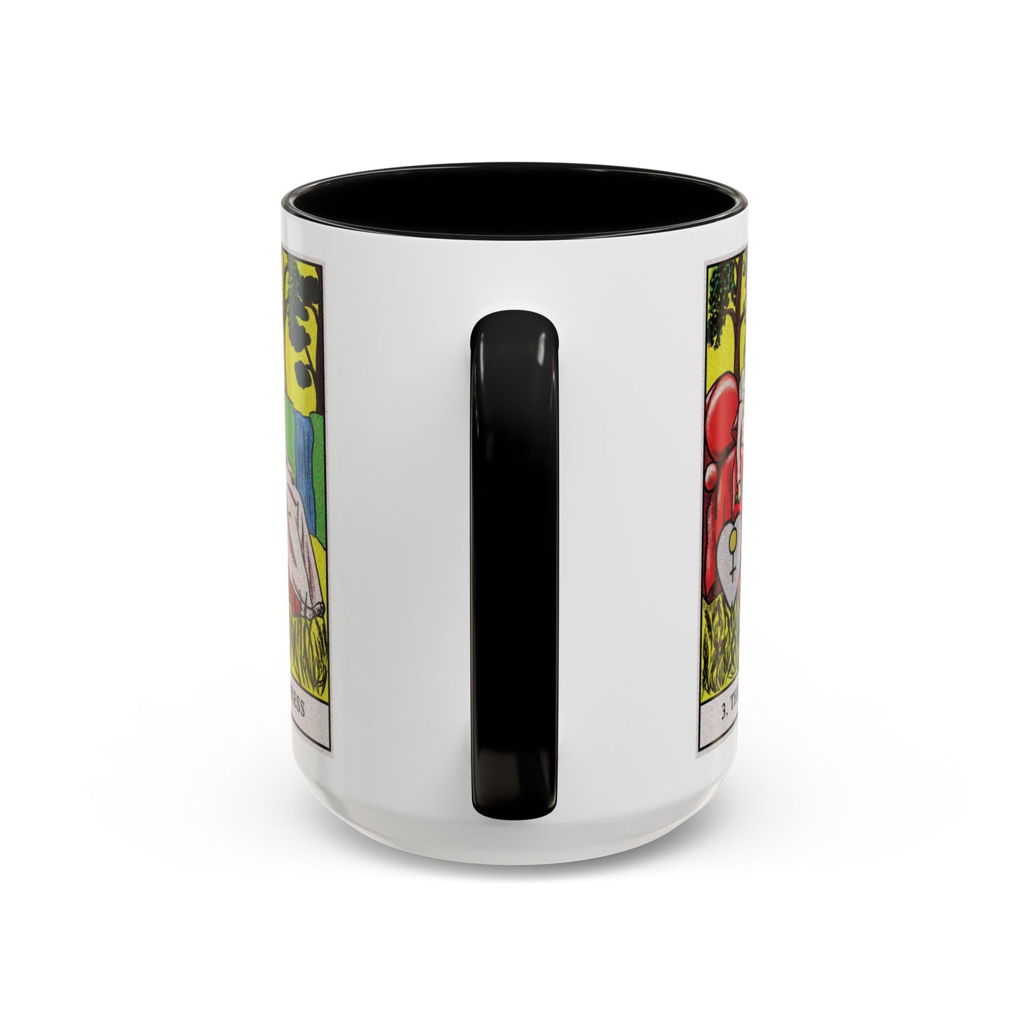 The Empress Tarot Card Coffee Mug - Double Sided Black Accent White Ceramic 15oz by TheGlassyLass