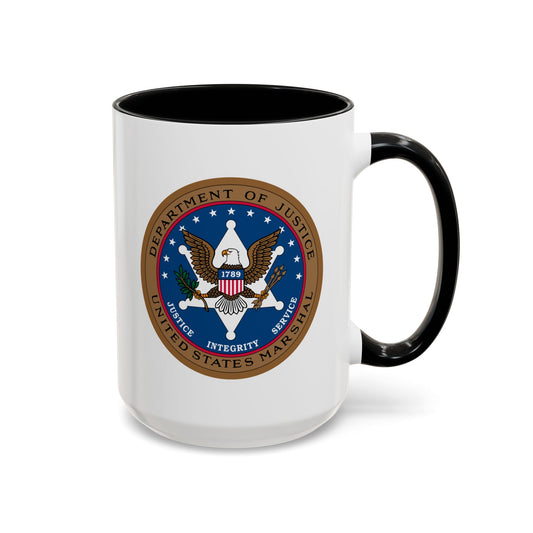 US Marshal Seal Coffee Mug - Double Sided Print, Black Accent White Ceramic, 15oz by TheGlassyLass.com