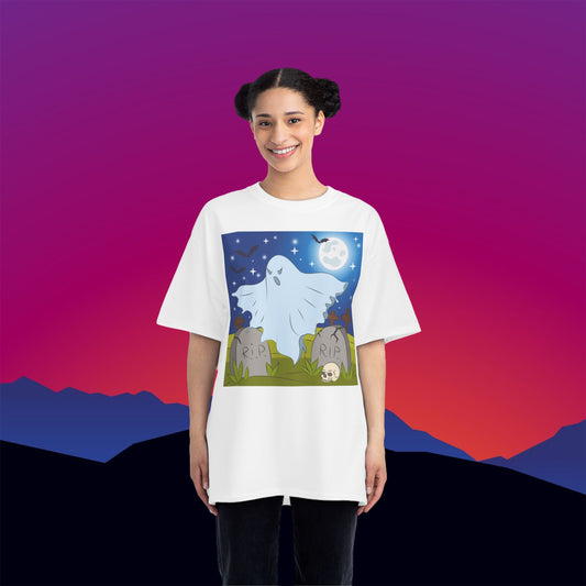 RIP Cemetery Ghost T-Shirt: (Hanes Beefy-T 100% Preshrunk Cotton Custom Printed by TheGlassyLass.com