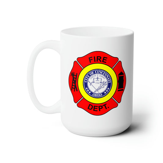 Cincinnati Fire Department Coffee Mug - Double Sided White Ceramic 15oz by TheGlassyLass.com