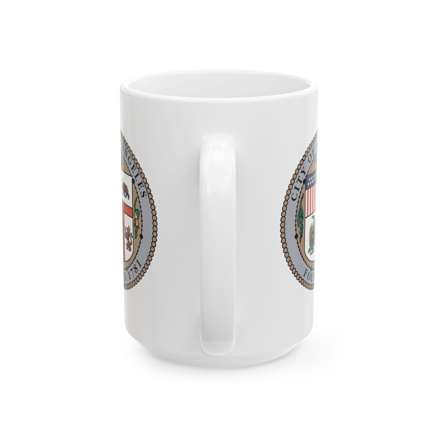 City of Los Angeles California Seal Coffee Mug - Double Sided Print, White Ceramic, 15oz by TheGlassyLass.com