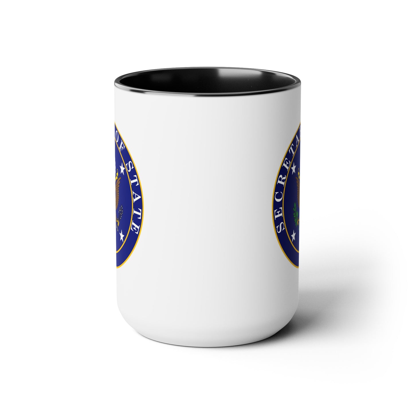 US Secretary of State Coffee Mug - Double Sided Print Two Tone Black Accent White Ceramic 15oz by TheGlassyLass.com