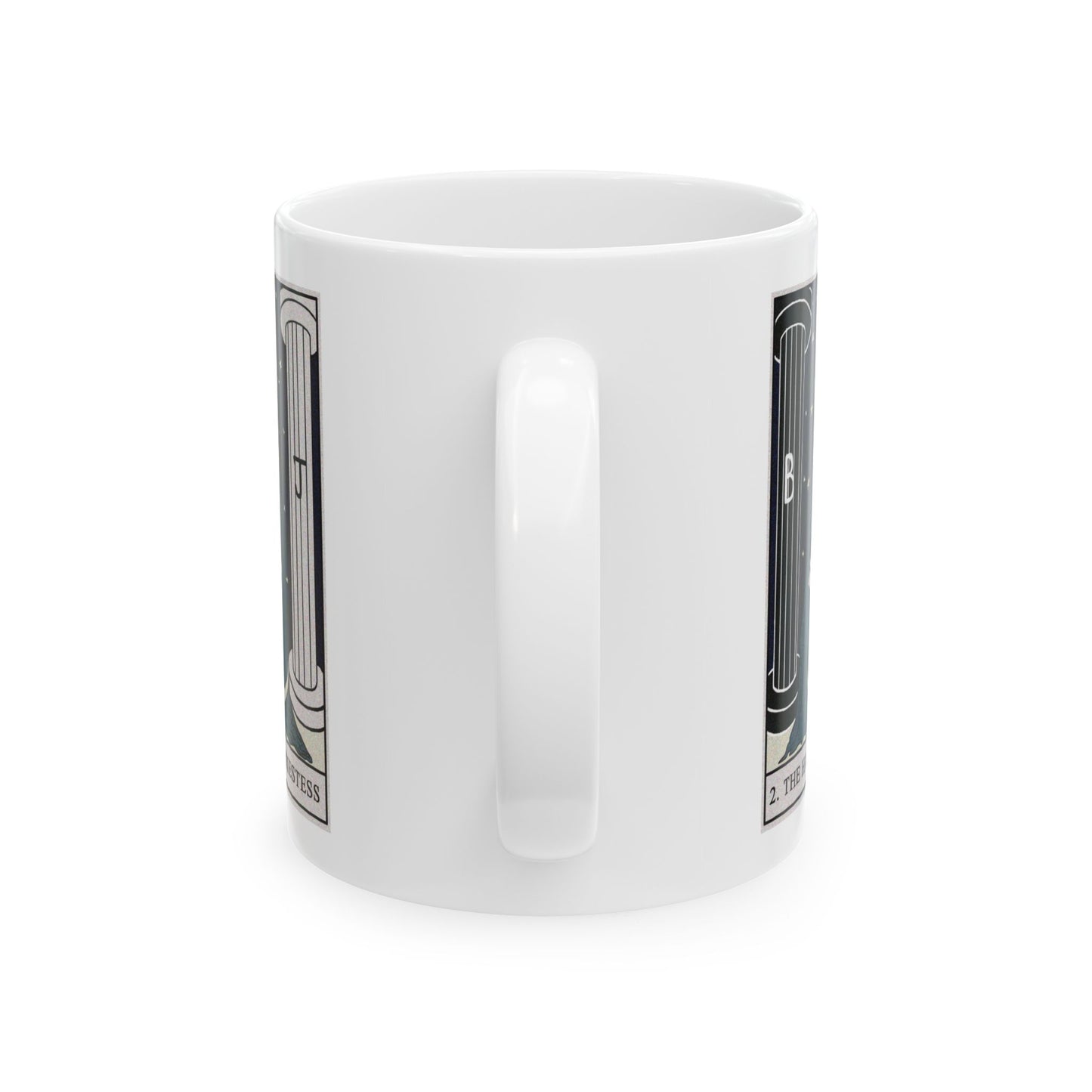 The High Priestess Tarot Card Coffee Mug - Double Sided Print, White Ceramic, 11oz by TheGlassyLass.com