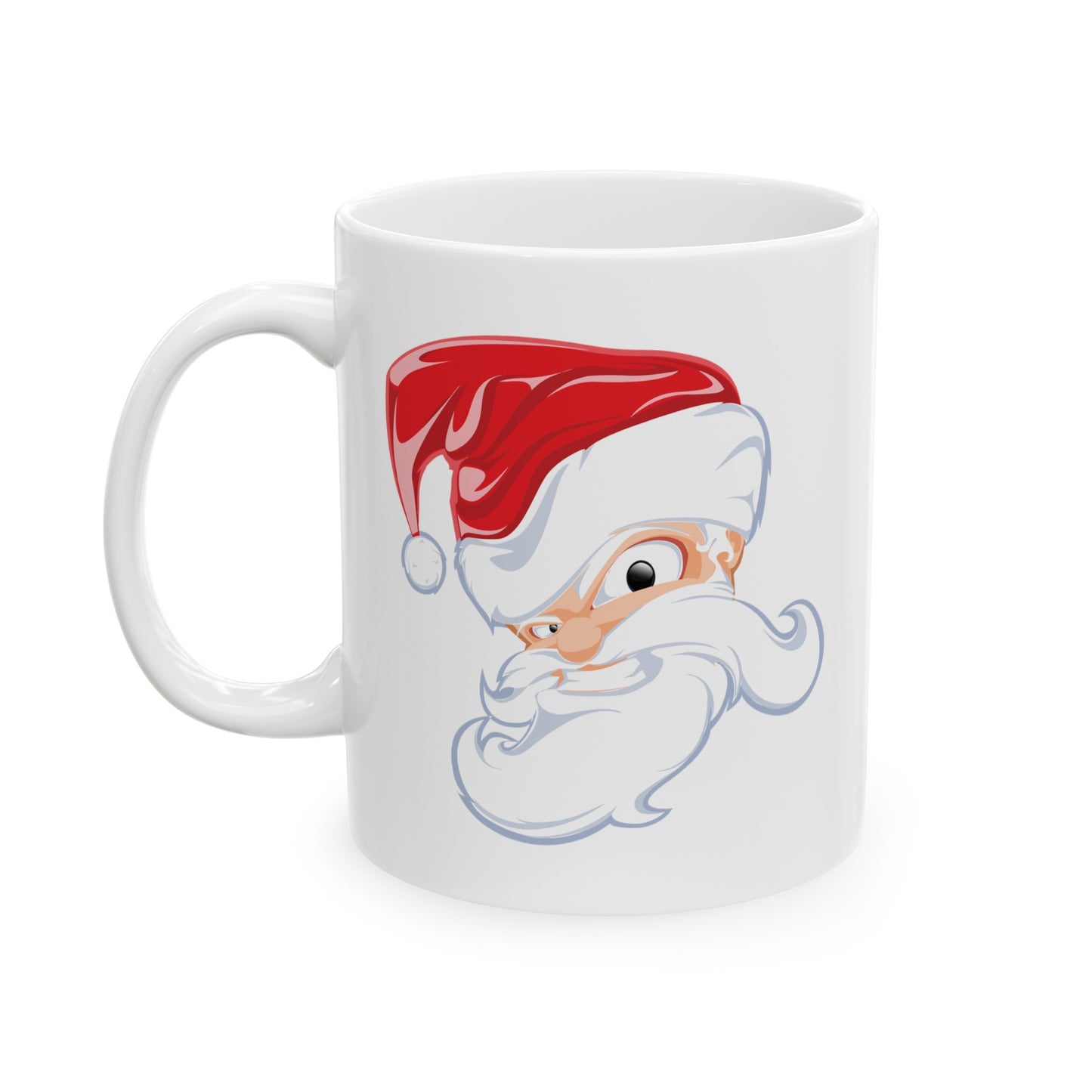 Angry Santa Christmas Coffee / Cocoa Mug - Double Sided White Ceramic 11oz - by TheGlassyLass.com