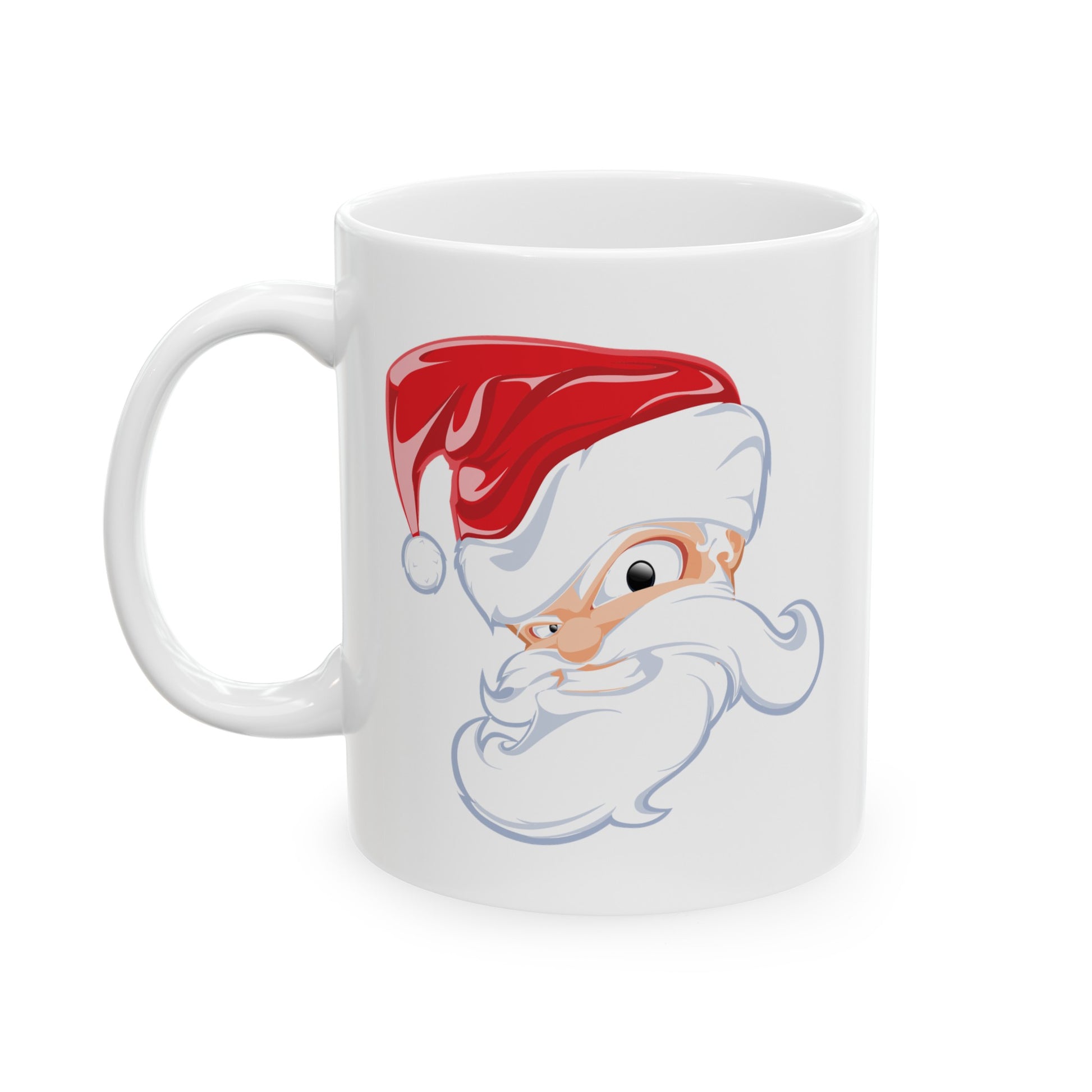Angry Santa Christmas Coffee / Cocoa Mug - Double Sided White Ceramic 11oz - by TheGlassyLass.com