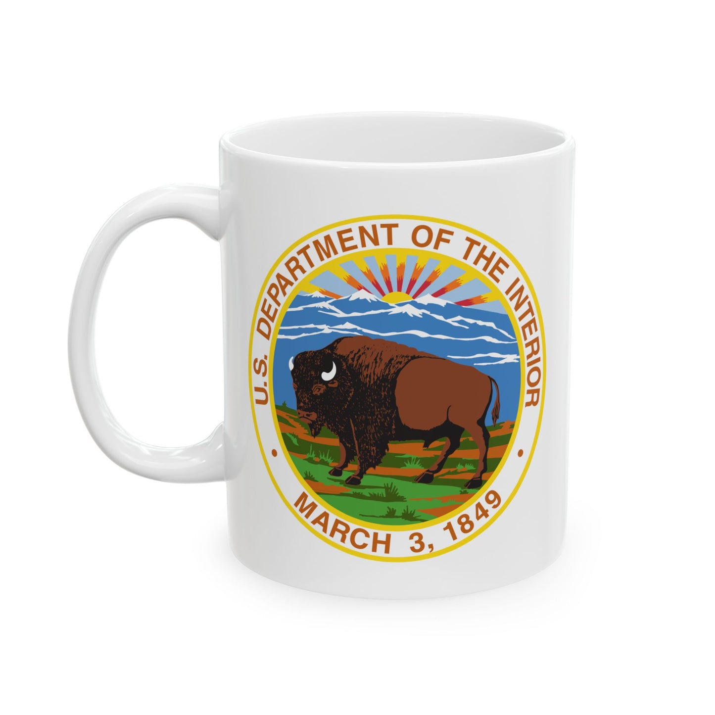 US Department of the Interior Coffee Mug - Double Sided Print, White Ceramic, 11oz by TheGlassyLass.com