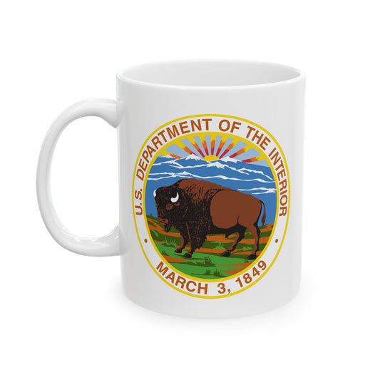 US Department of the Interior Coffee Mug - Double Sided Print, White Ceramic, 11oz by TheGlassyLass.com