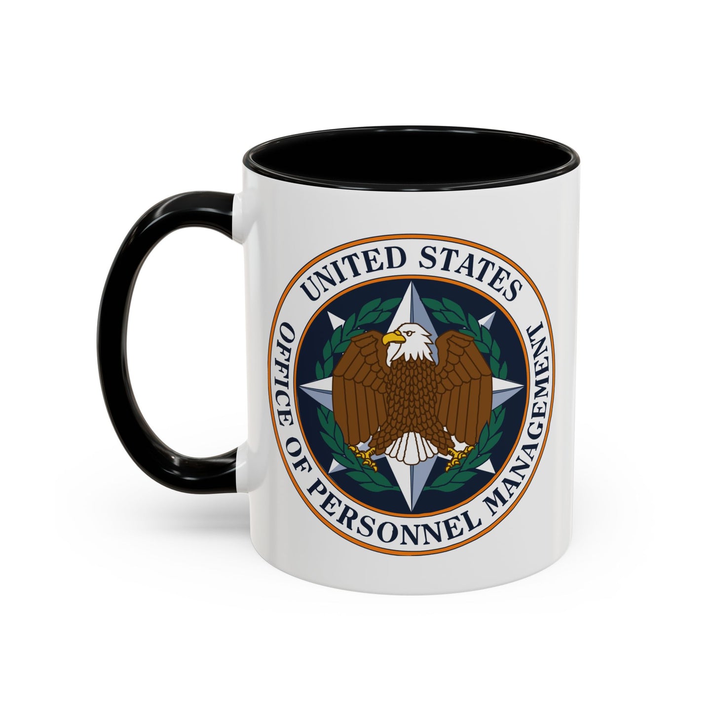 US Office of Personnel Management Coffee Mug - Double Sided Print, Black Accent White Ceramic, 11oz by TheGlassyLass.com