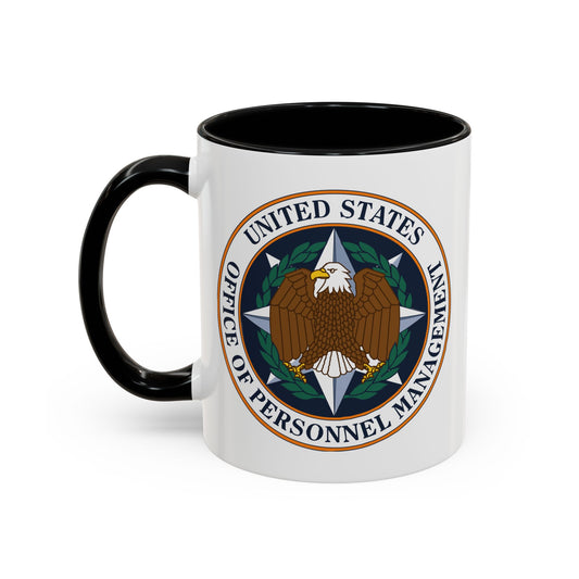 US Office of Personnel Management Coffee Mug - Double Sided Print, Black Accent White Ceramic, 11oz by TheGlassyLass.com